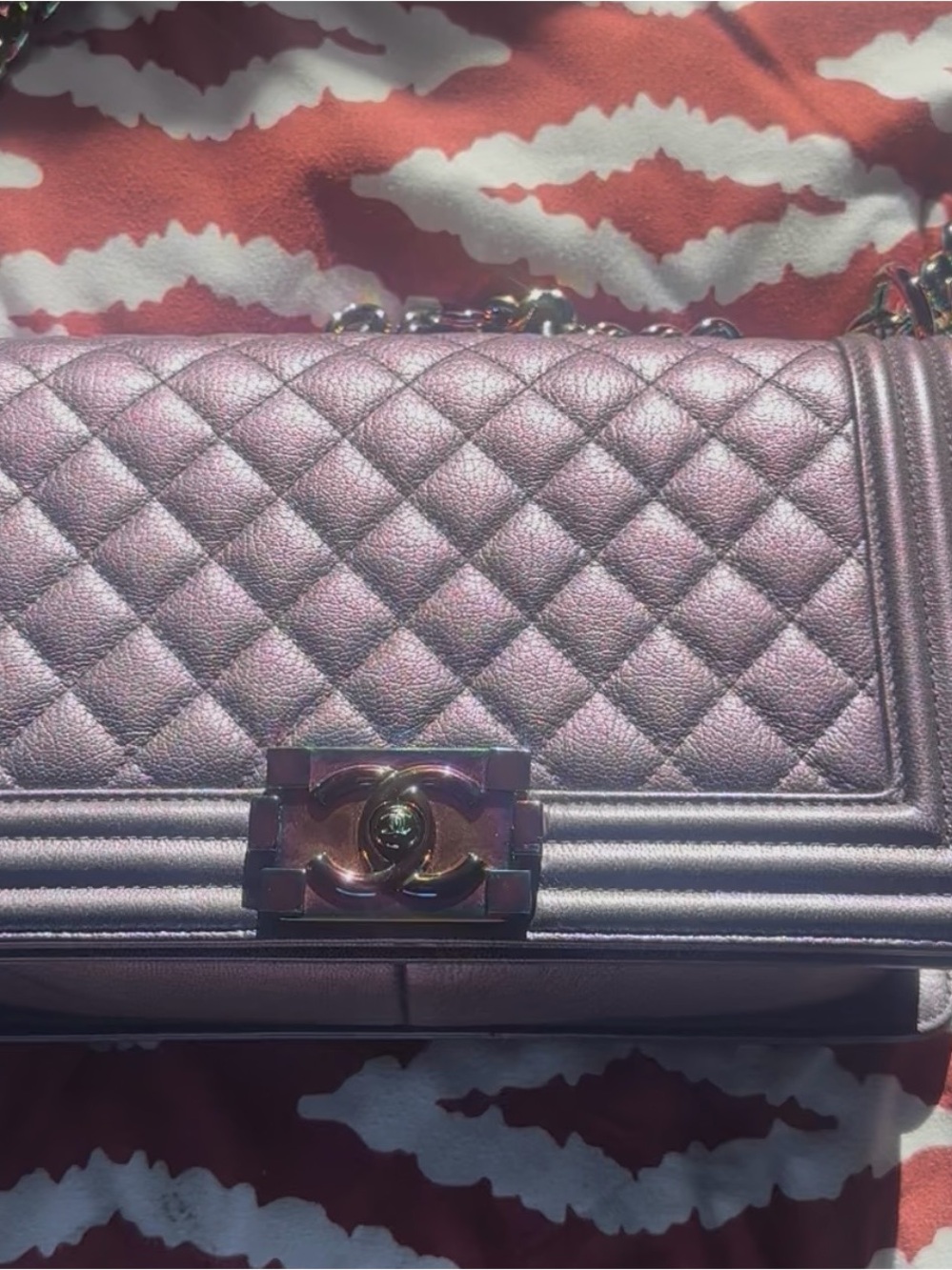 CHANEL Mermaid Purple Iridescent Boy Bag